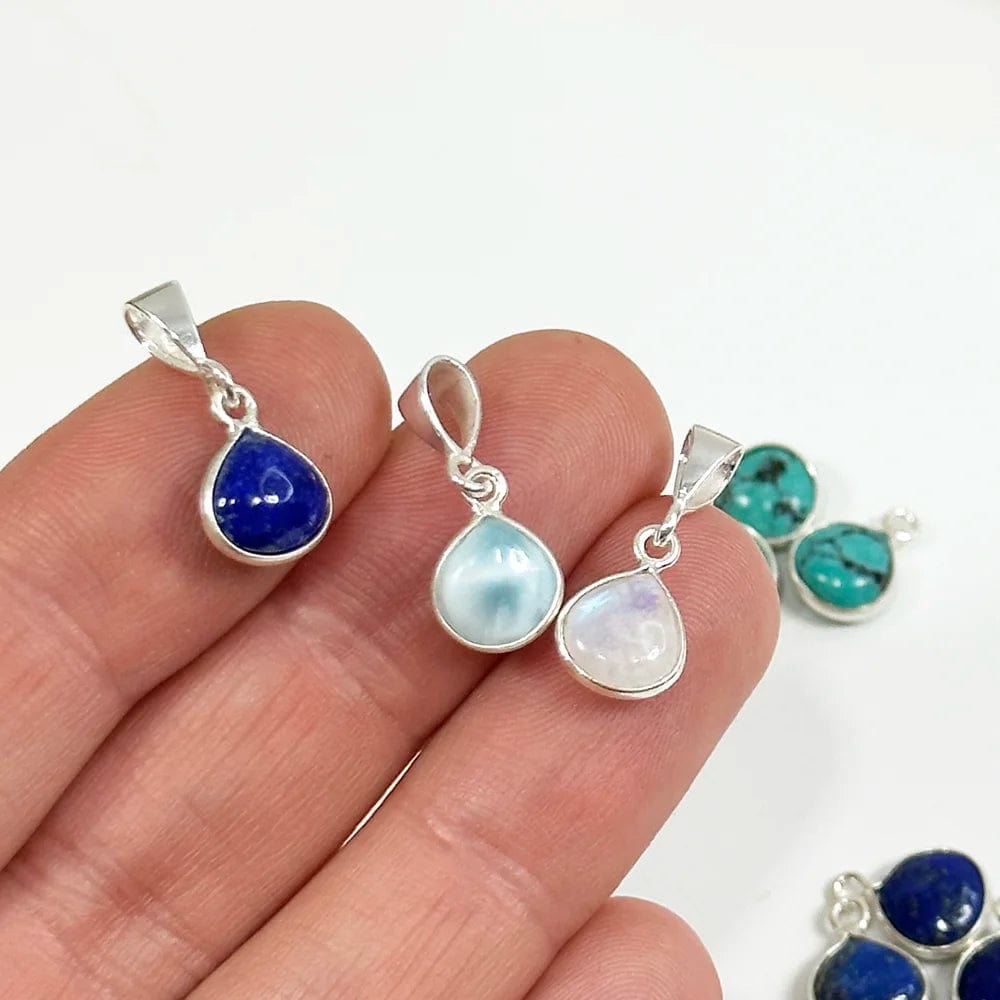 Silver and Mineral Teardrop Pendant