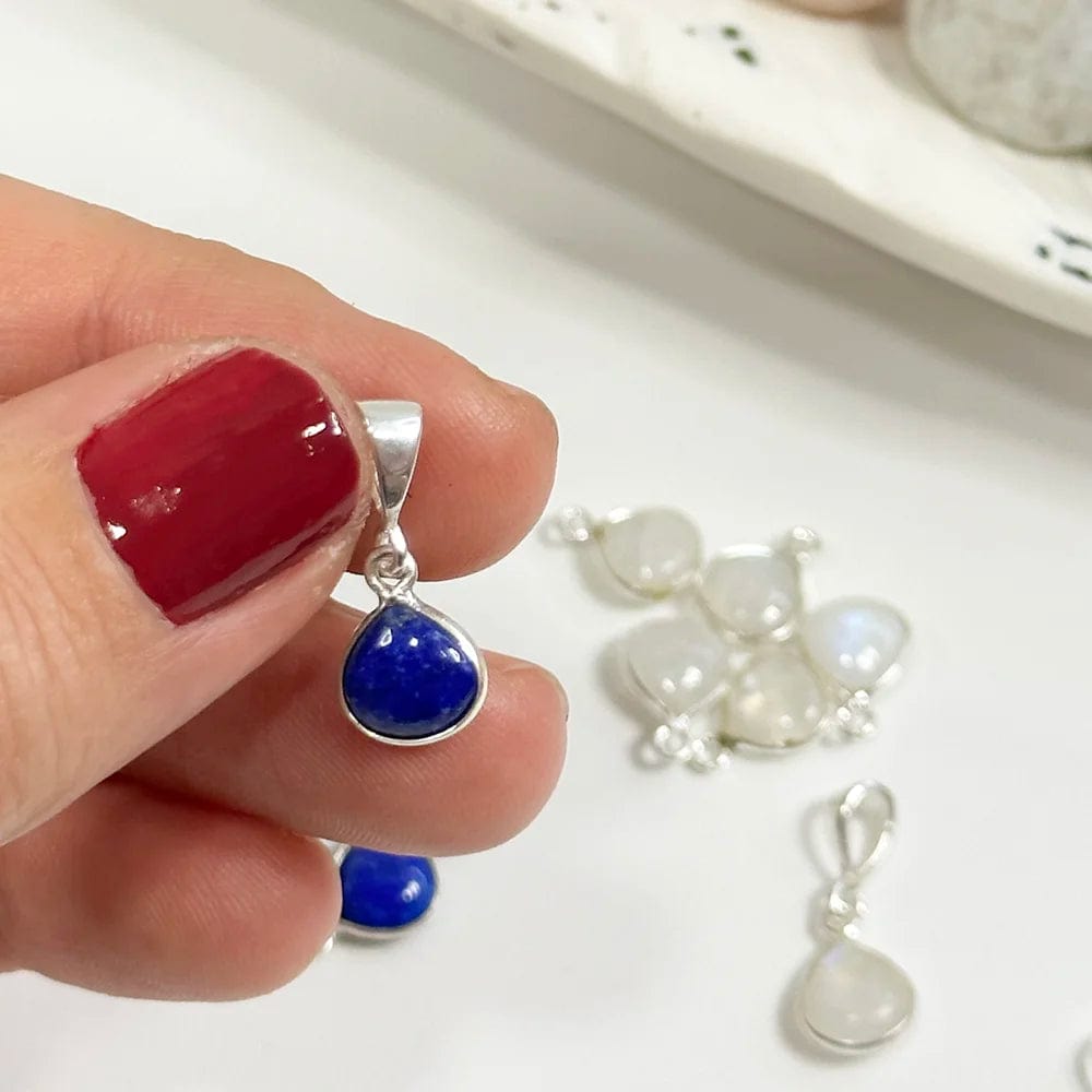 Silver and Mineral Teardrop Pendant