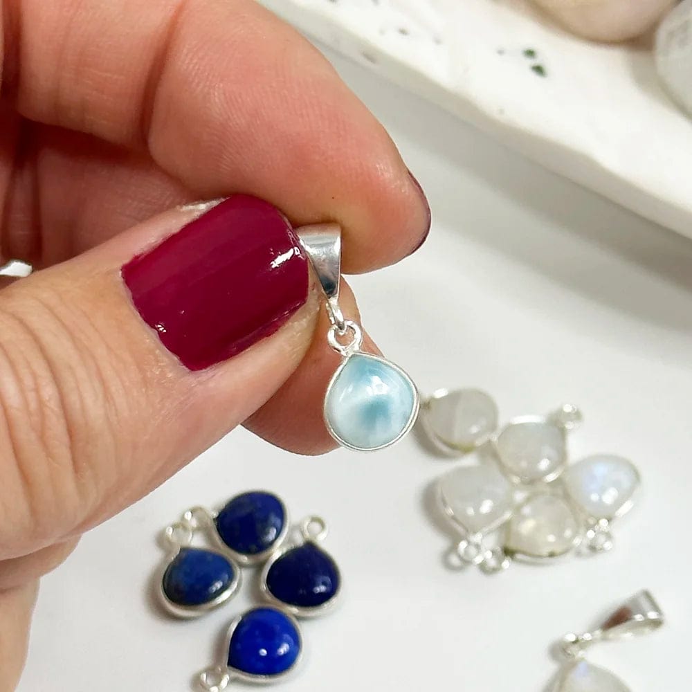 Silver and Mineral Teardrop Pendant
