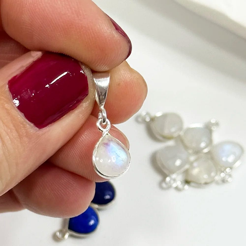 Silver and Mineral Teardrop Pendant