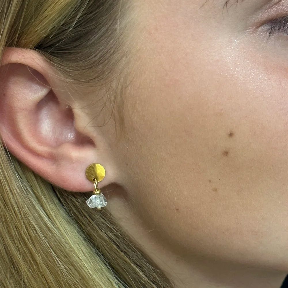 Pendientes cortos con Diamante Herkimer
