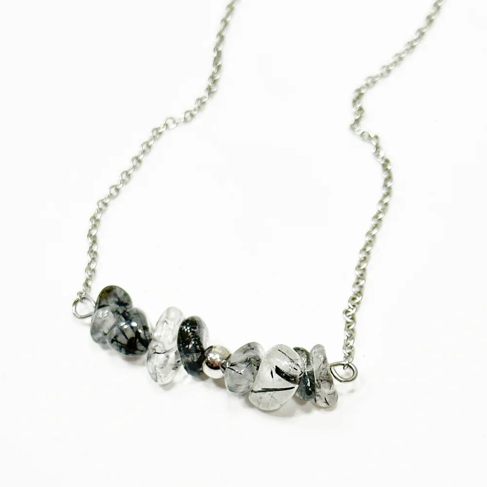 White Quartz Necklace with Black Tumaline Chip