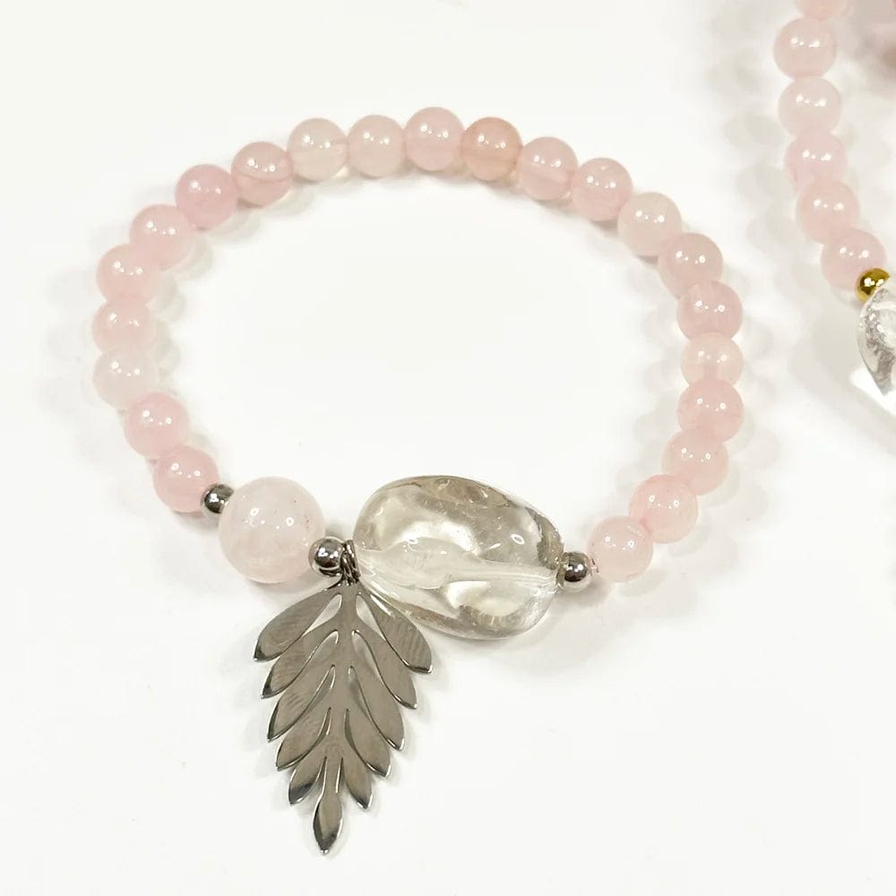 Pulsera Cuarzo Rosa y Cuarzo Blanco