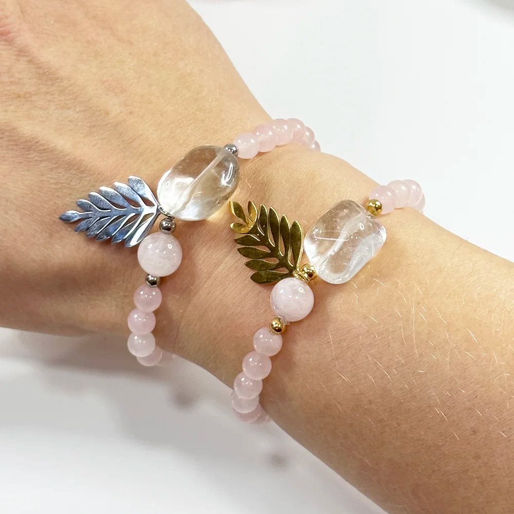 Pulsera Cuarzo Rosa y Cuarzo Blanco