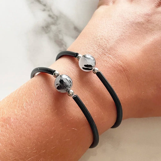 Pulsera de protección con Cuarzo blanco y Turmalina negra