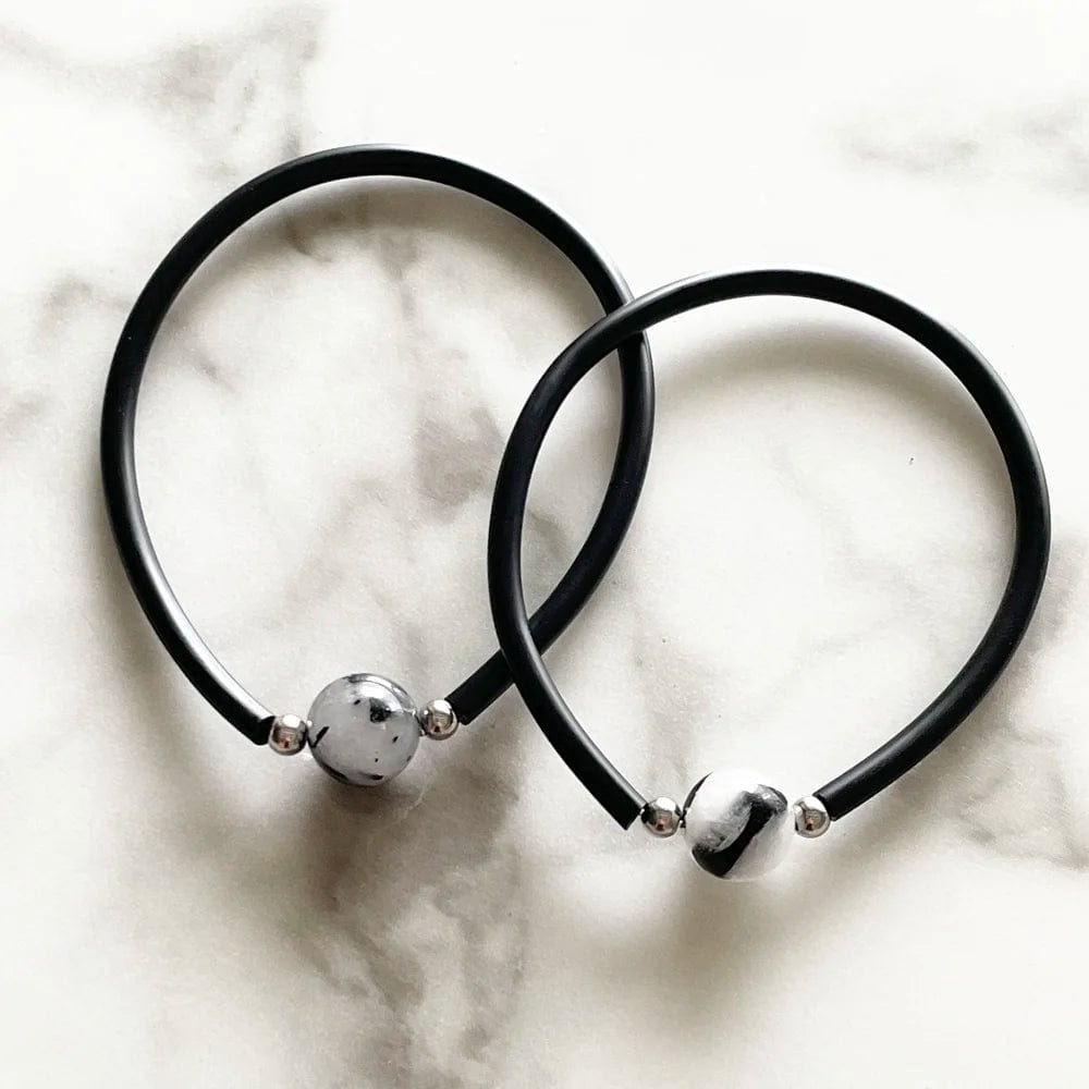 Pulsera de protección con Cuarzo blanco y Turmalina negra