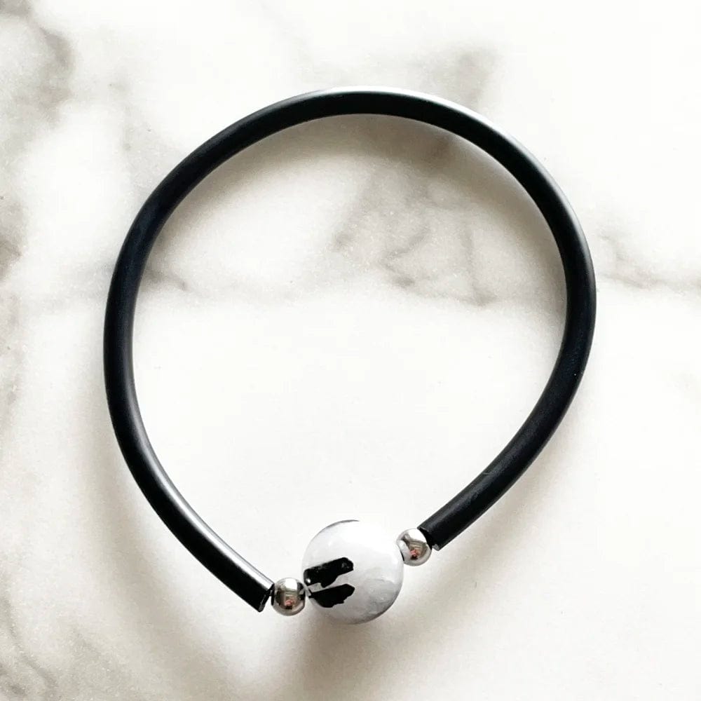 Pulsera de protección con Cuarzo blanco y Turmalina negra