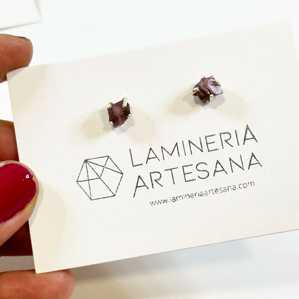 Pendientes Botón Mineral en Bruto