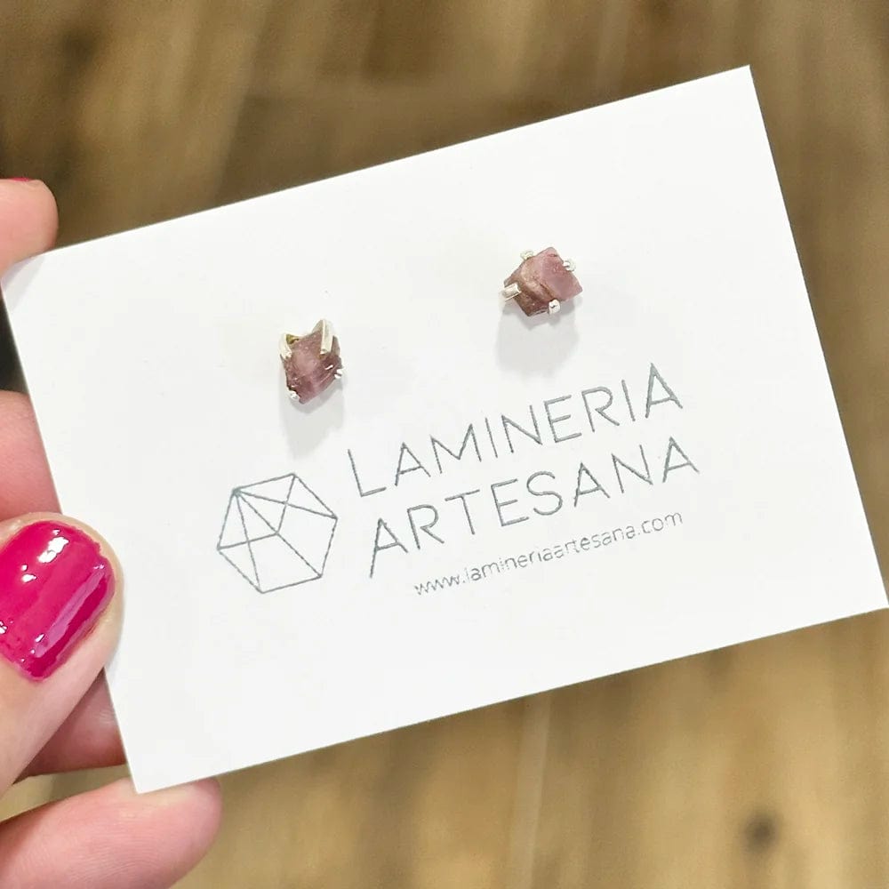 Pendientes Botón Mineral en Bruto