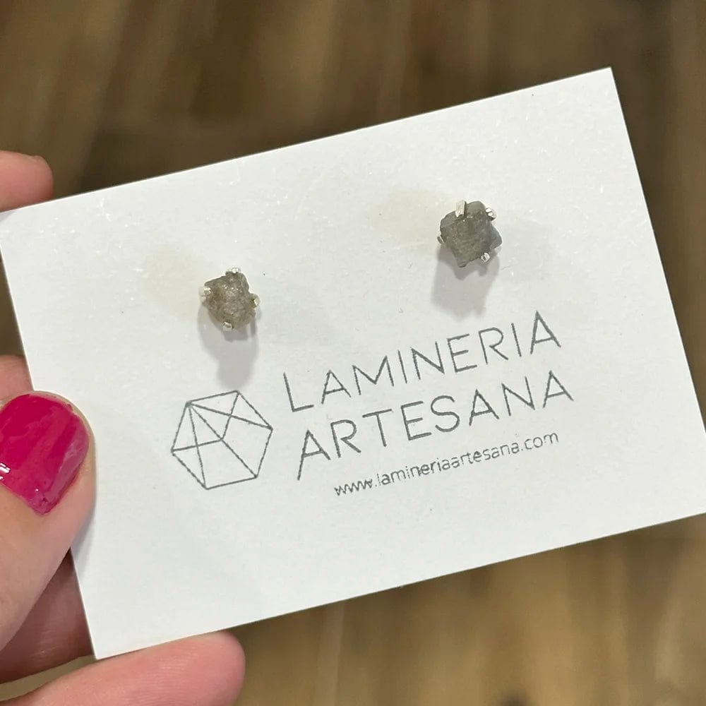 Pendientes Botón Mineral en Bruto