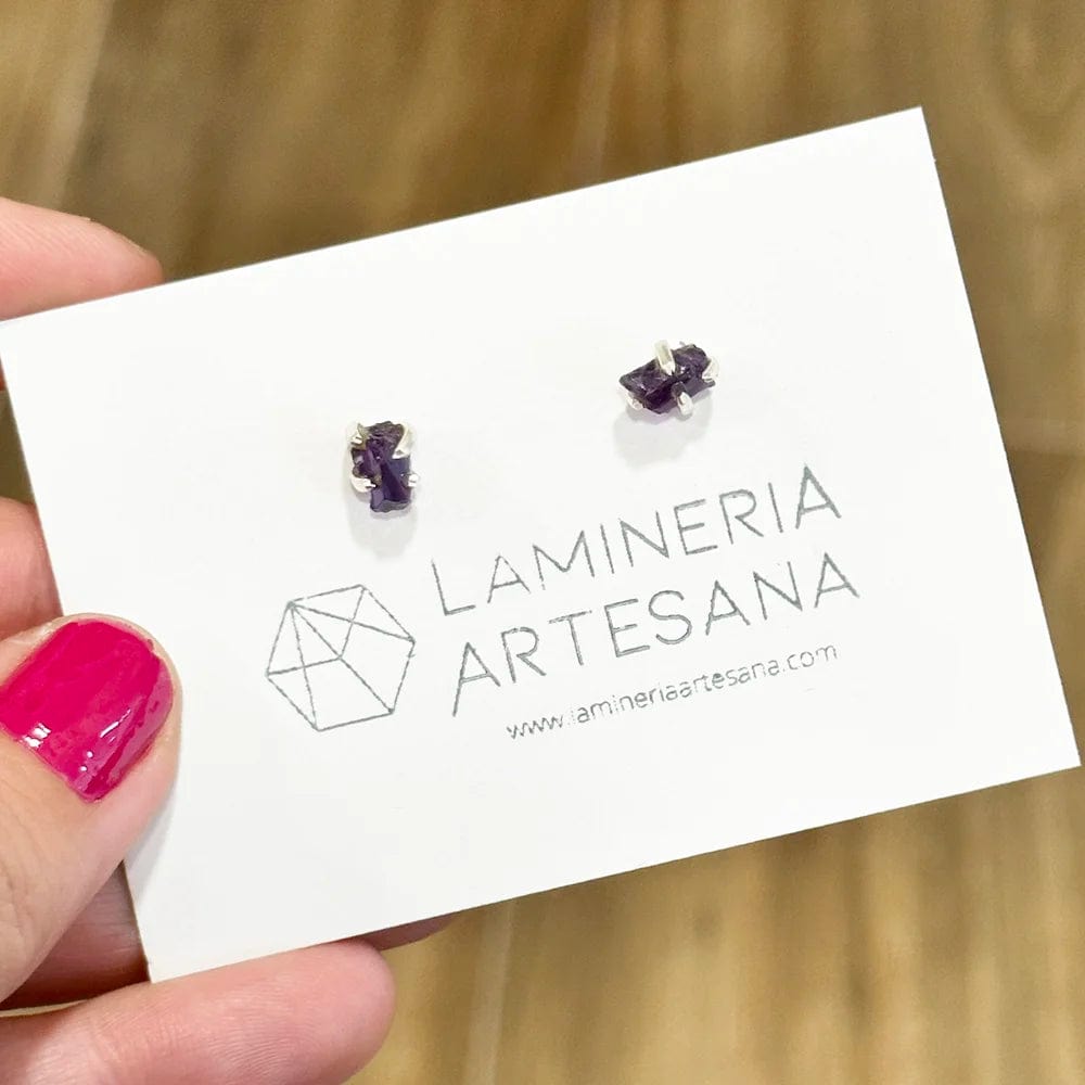 Pendientes Botón Mineral en Bruto