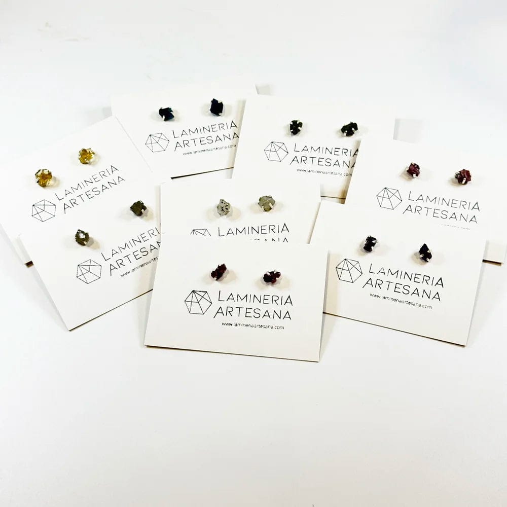 Pendientes Botón Mineral en Bruto