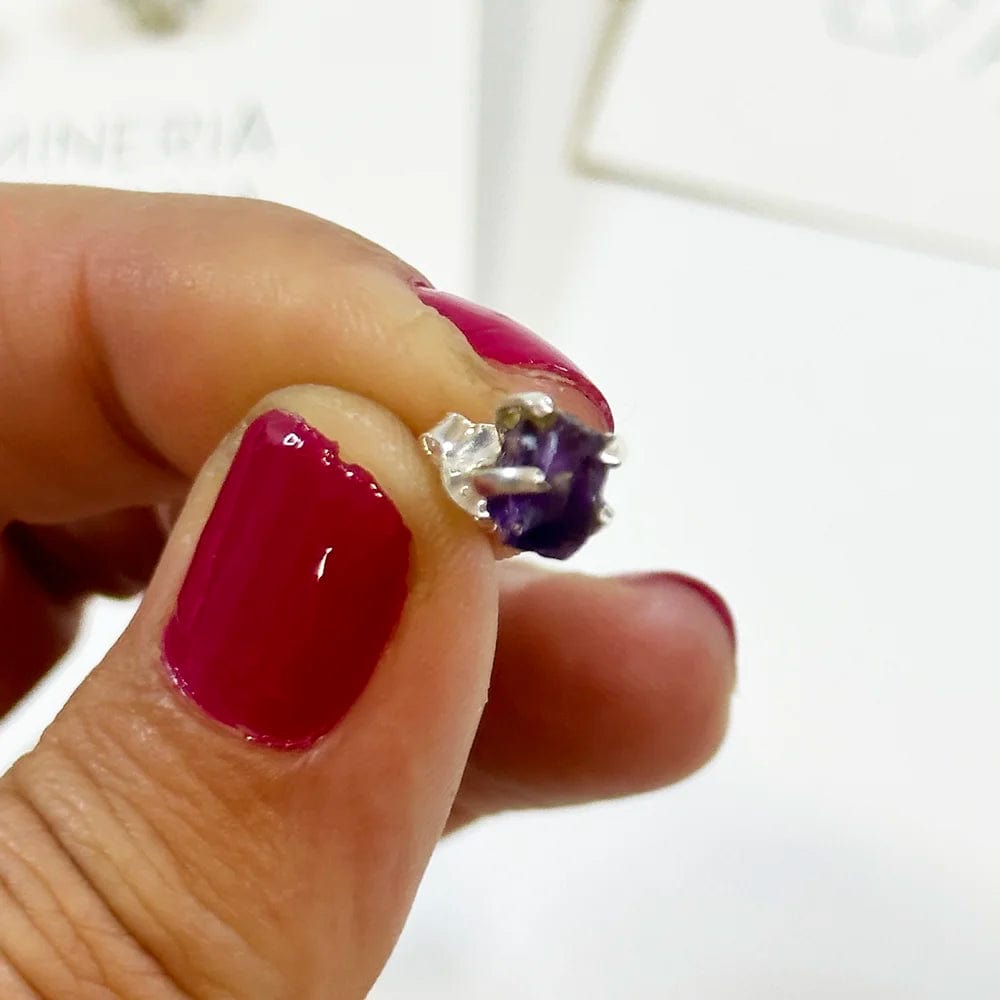 Pendientes Botón Mineral en Bruto