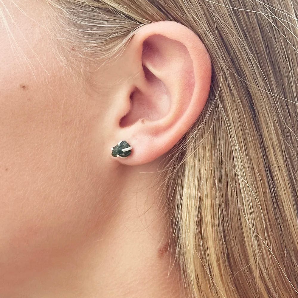 Pendientes Botón Mineral en Bruto
