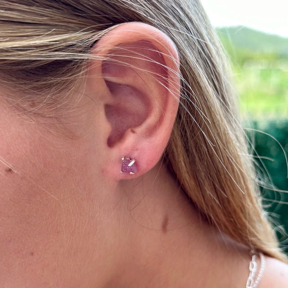 Pendientes Botón Mineral en Bruto