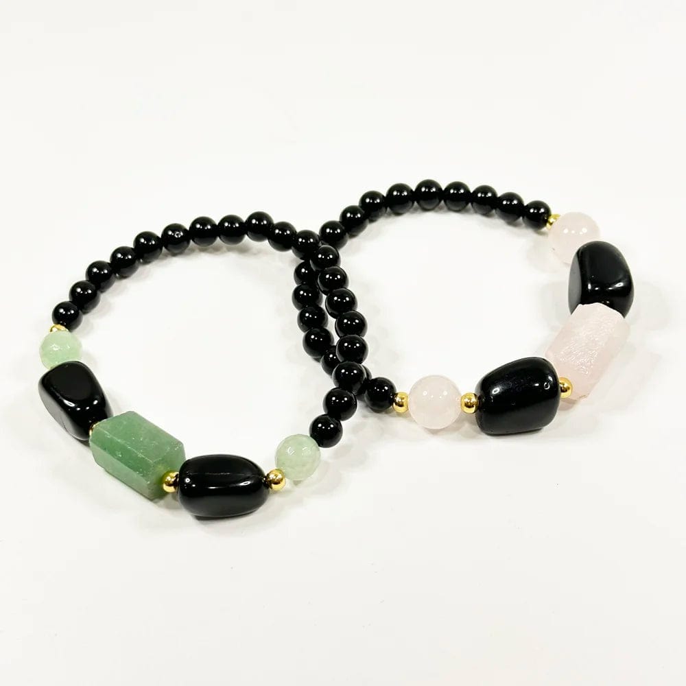 Pulsera Ónix con Aventurina o Cuarzo Rosa