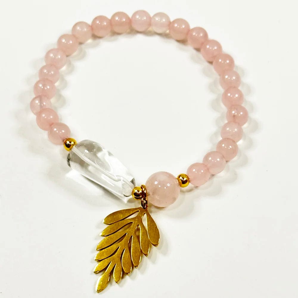 Pulsera Cuarzo Rosa y Cuarzo Blanco