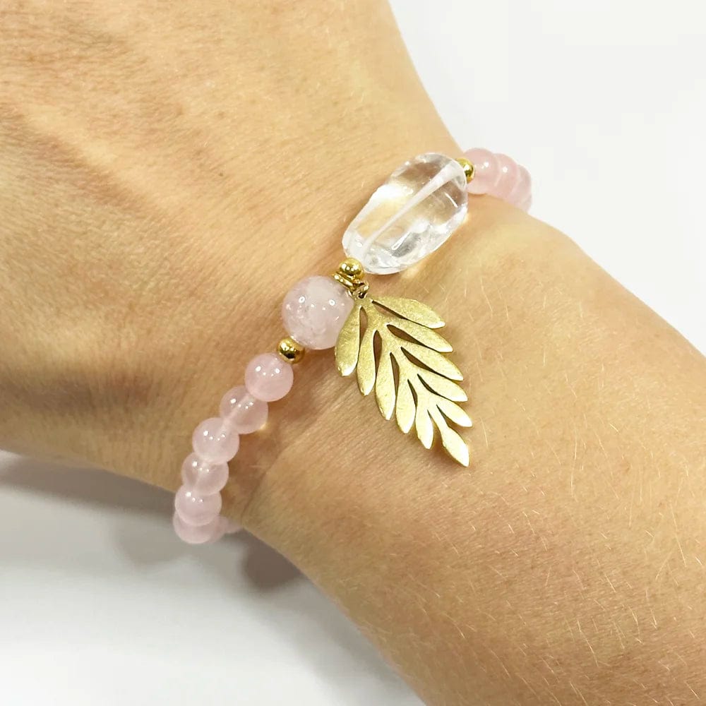 Pulsera Cuarzo Rosa y Cuarzo Blanco