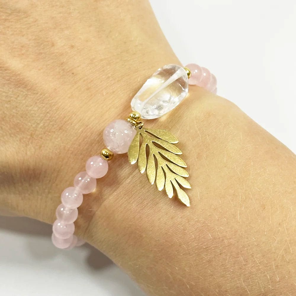 Pulsera Cuarzo Rosa y Cuarzo Blanco