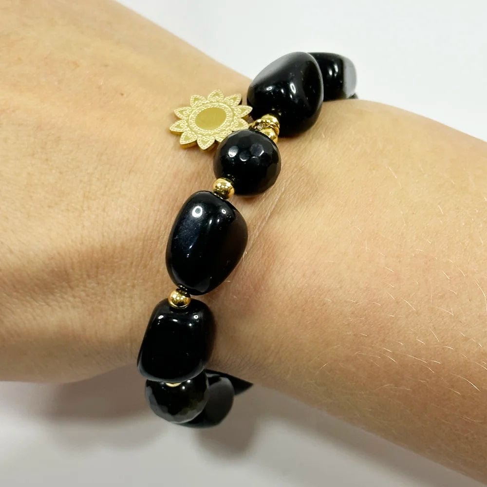 Pulsera de Ónix y Obsidiana Dorada