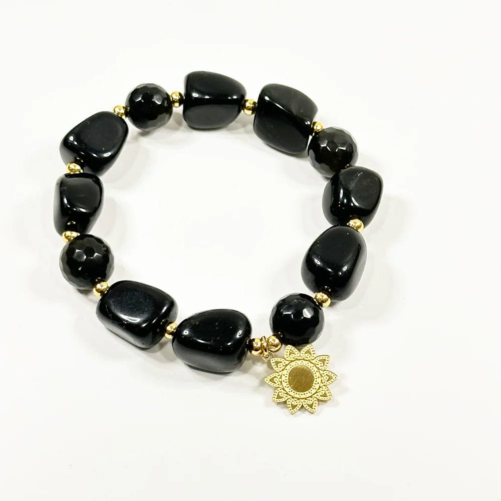 Pulsera de Ónix y Obsidiana Dorada