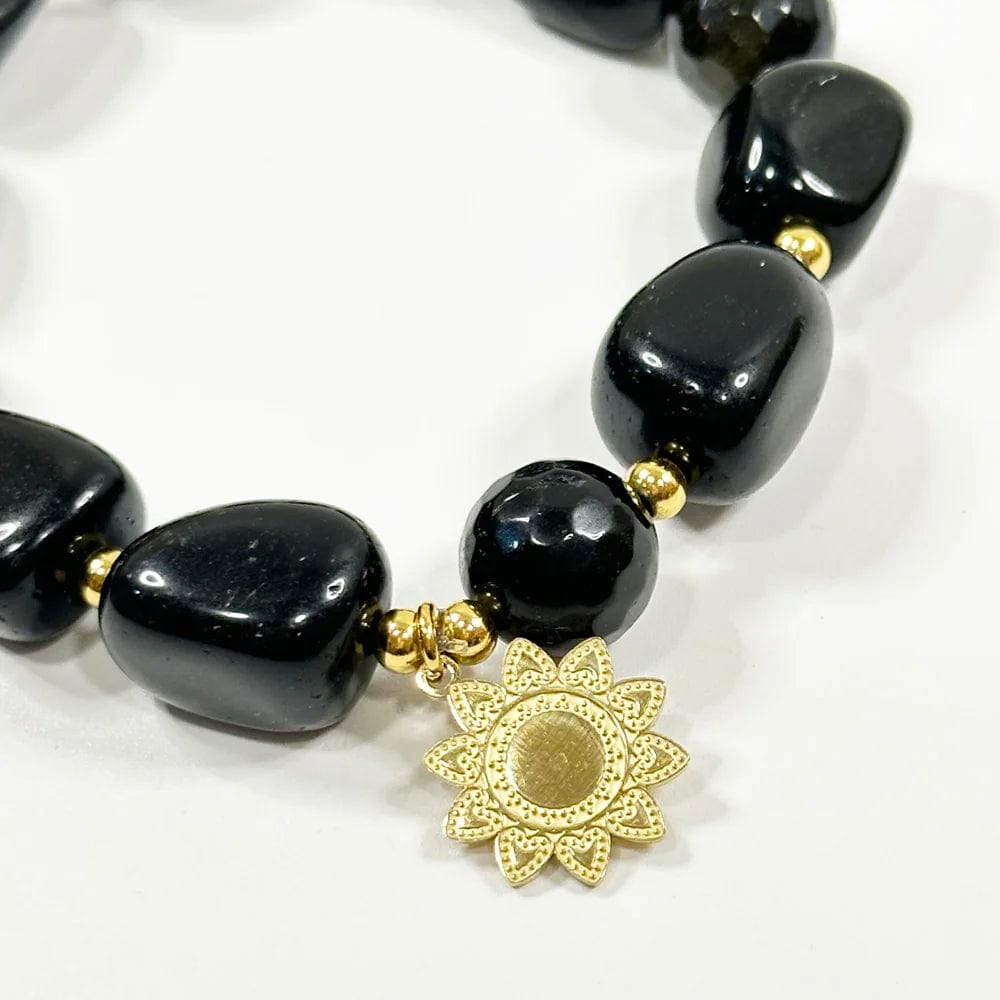 Pulsera de Ónix y Obsidiana Dorada