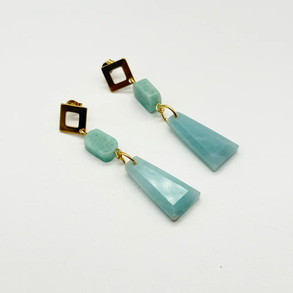 Pendientes Largos con Amazonita