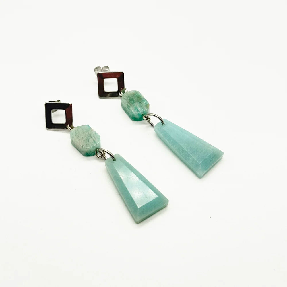 Pendientes Largos con Amazonita