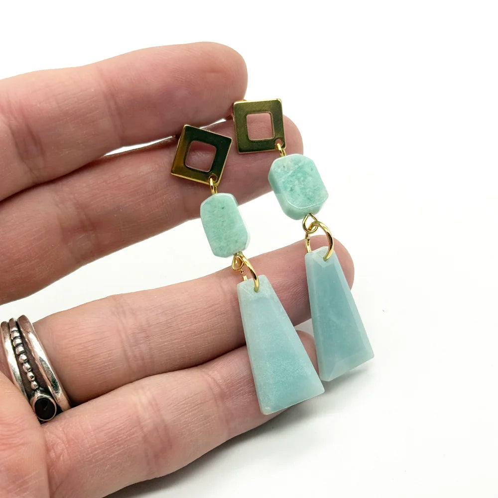 Pendientes Largos con Amazonita