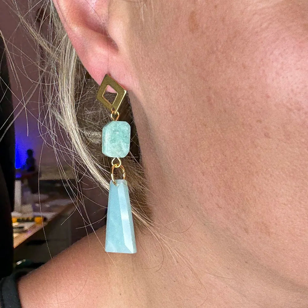 Pendientes Largos con Amazonita