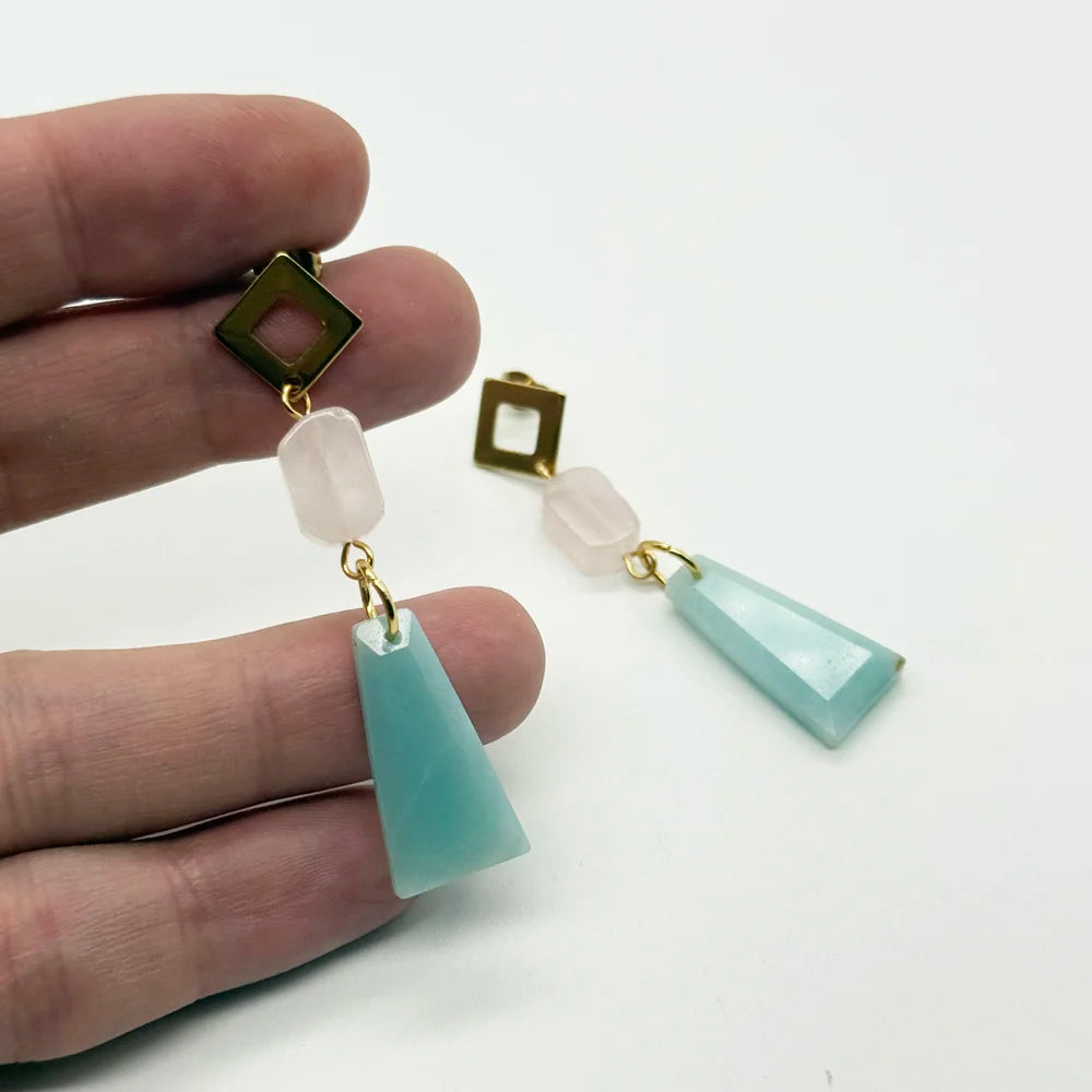 Pendientes Largos con Amazonita