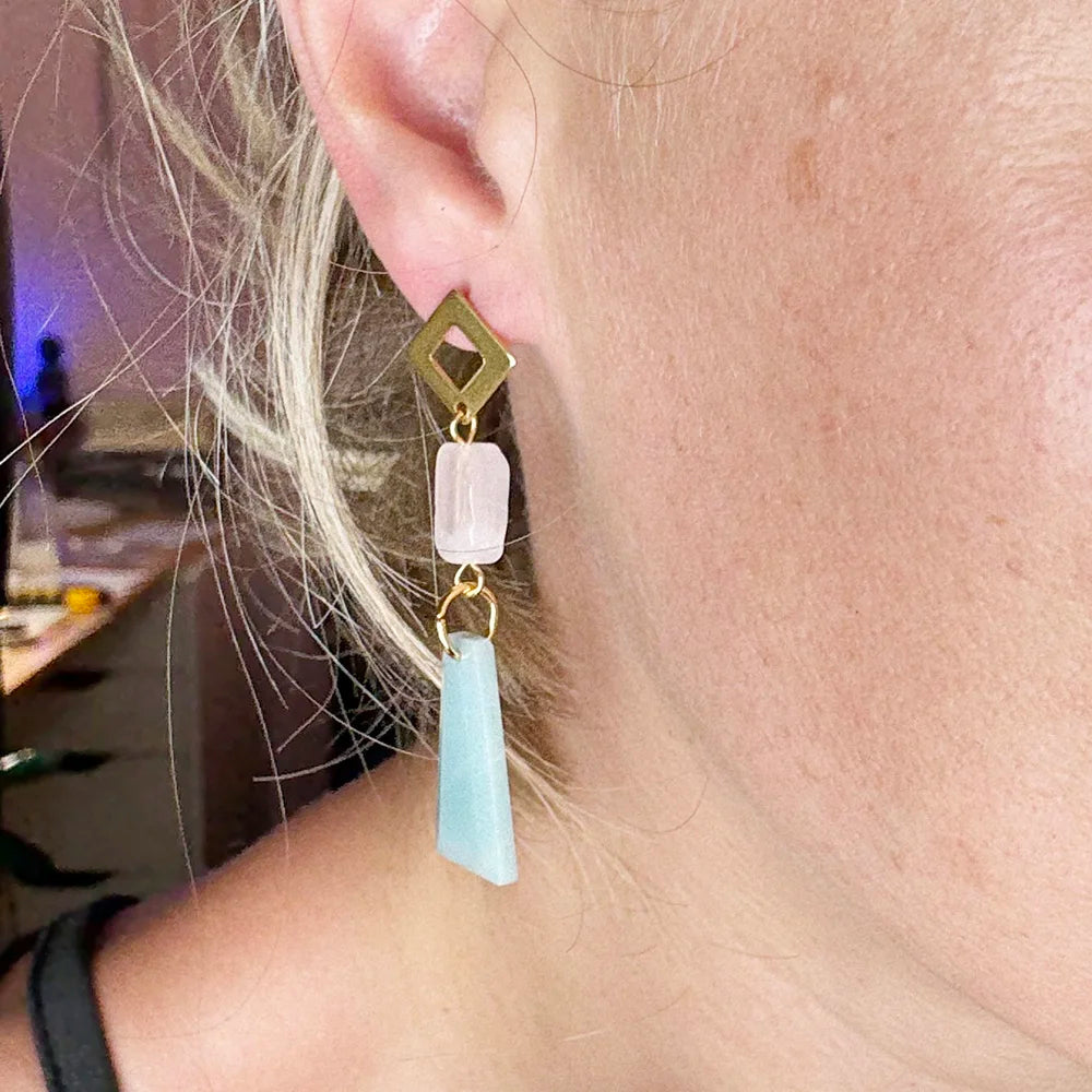 Pendientes Largos con Amazonita