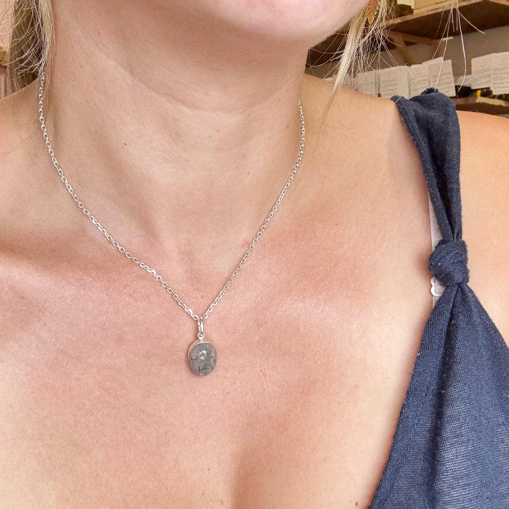 Quartz Pendant with Tourmaline
