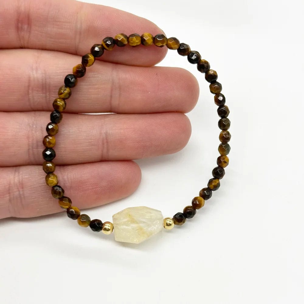Pulsera Ojo de tigre y Citrino