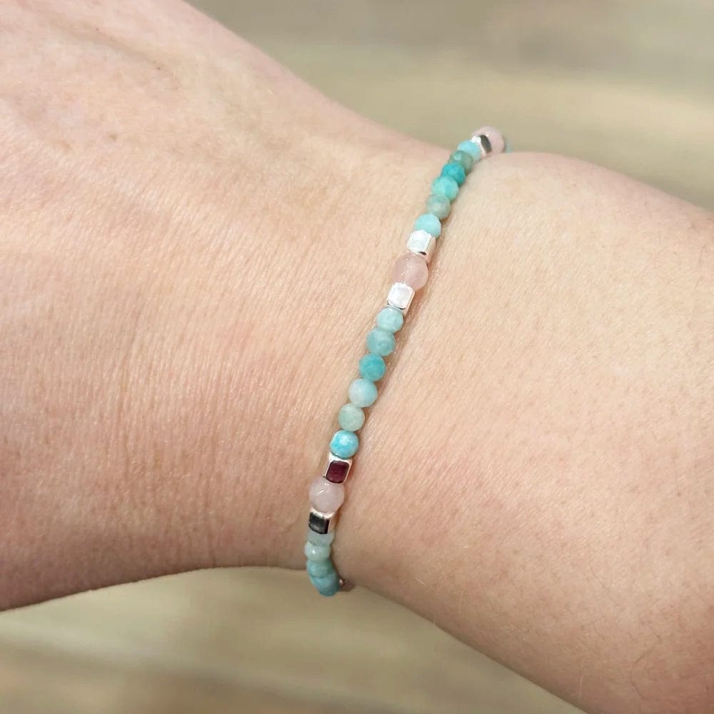 Pulsera Amazonita y Cuarzo Rosa finita