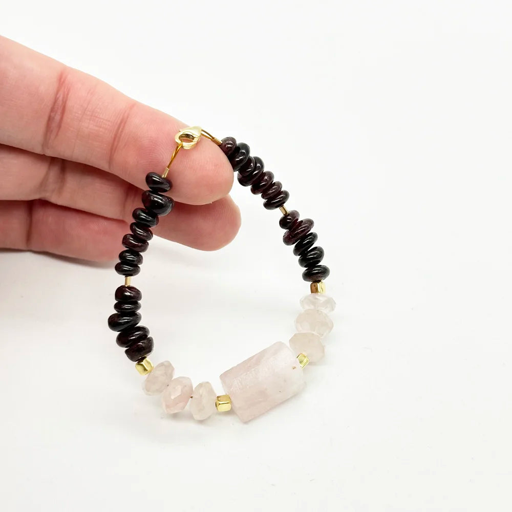 Pulsera Cuarzo rosa y Granates