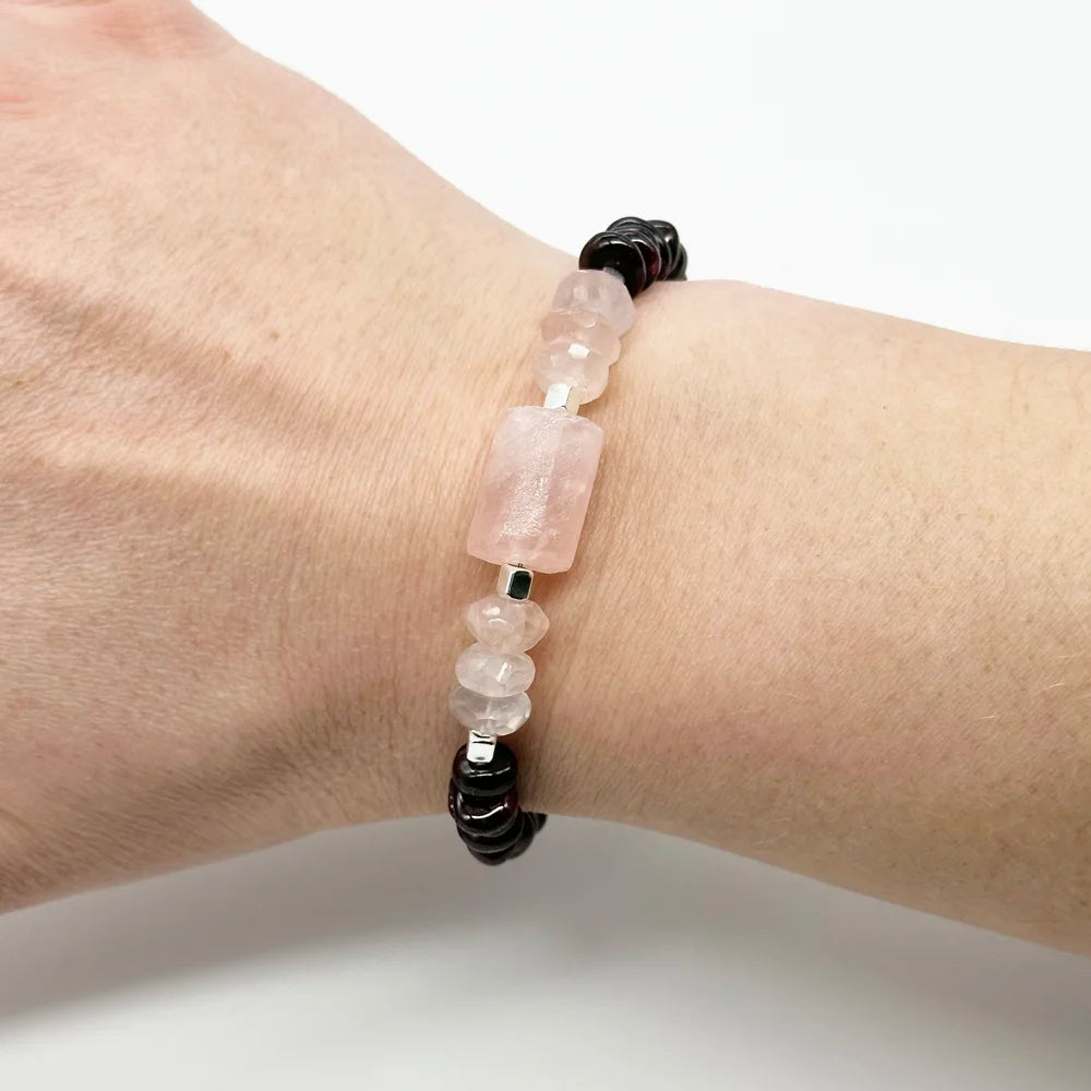 Pulsera Cuarzo rosa y Granates