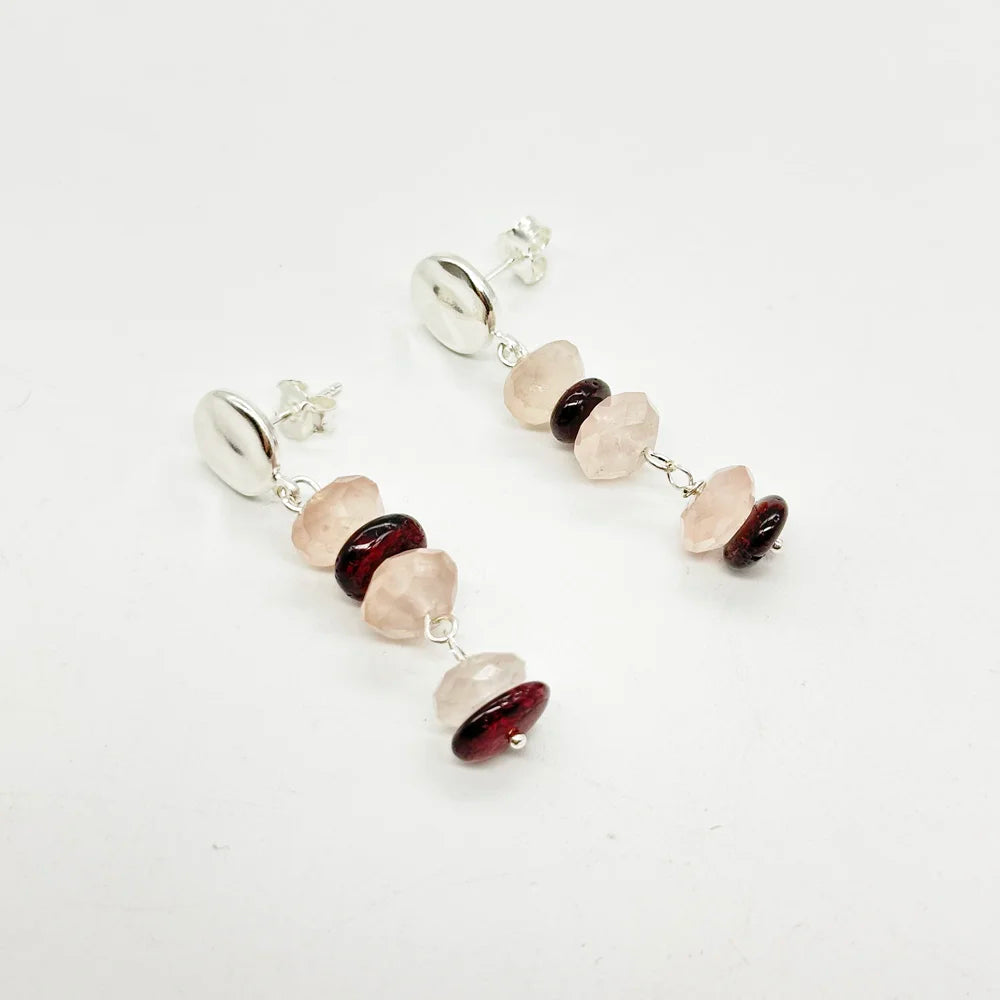 Rose Quartz and Garnet Earrings