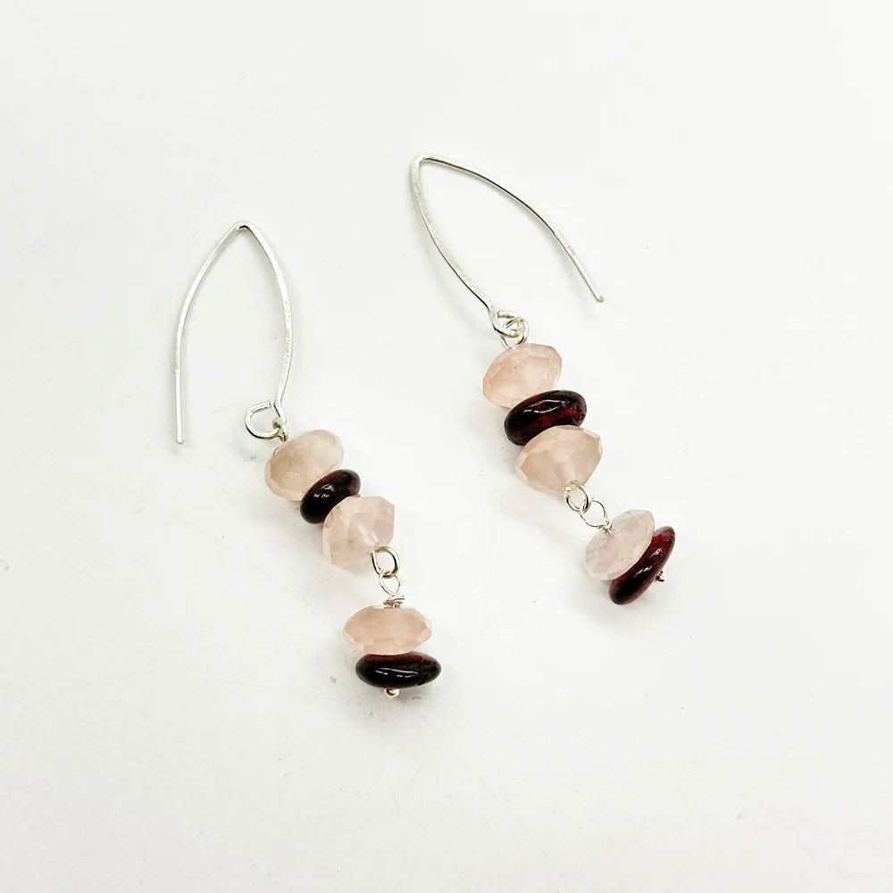 Rose Quartz and Garnet Earrings