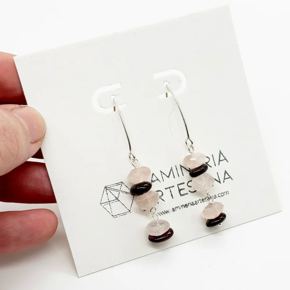Rose Quartz and Garnet Earrings