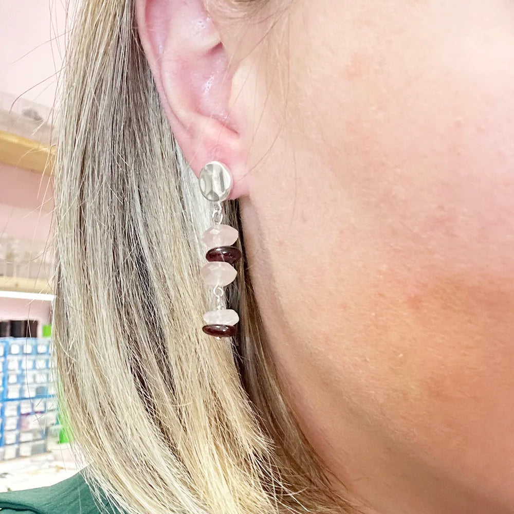 Rose Quartz and Garnet Earrings
