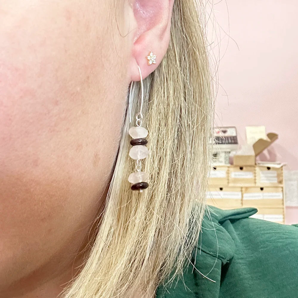 Rose Quartz and Garnet Earrings