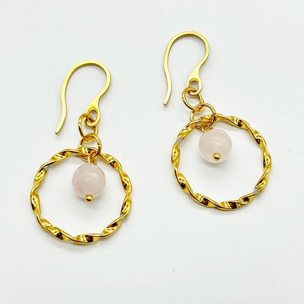 Pendientes gancho con aro rizado y Mineral