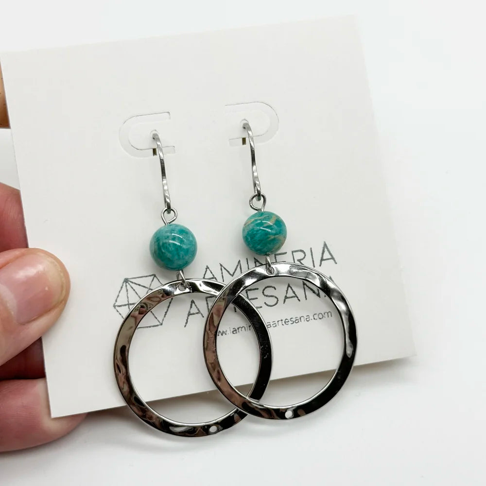 Pendientes Largo Aro y Mineral