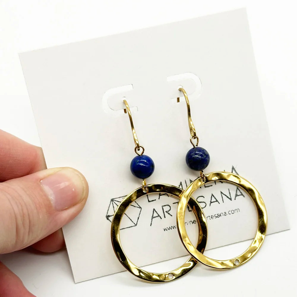 Pendientes Largo Aro y Mineral