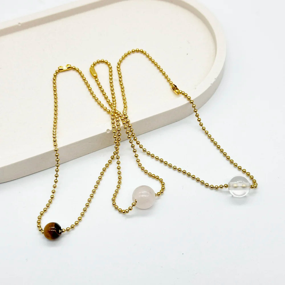 Ball chain anklet with Mineral