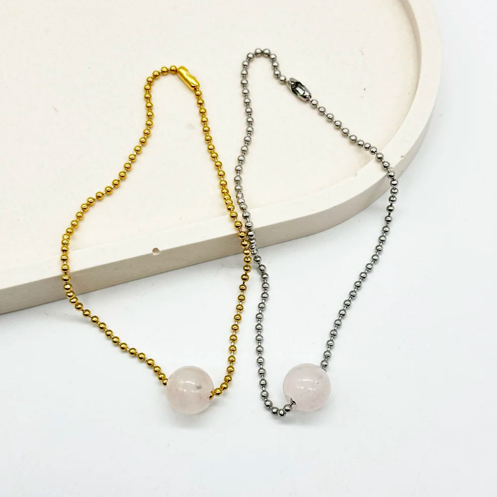 Ball chain anklet with Mineral