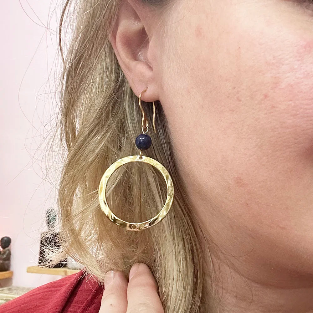 Pendientes Largo Aro y Mineral