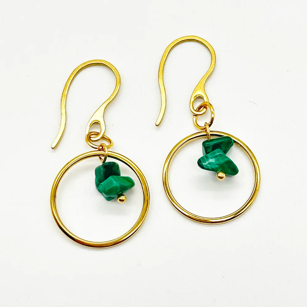 Pendientes con gancho Aro y Minerales en chip