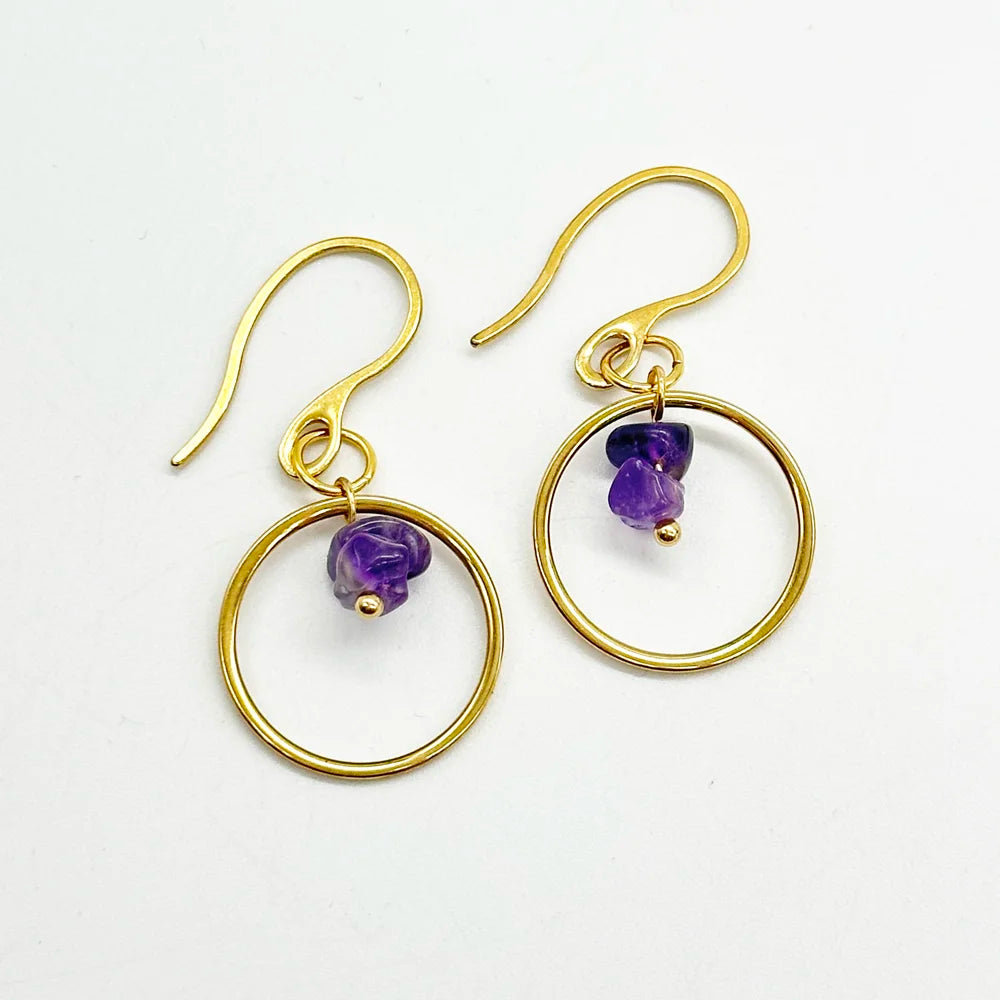 Pendientes con gancho Aro y Minerales en chip